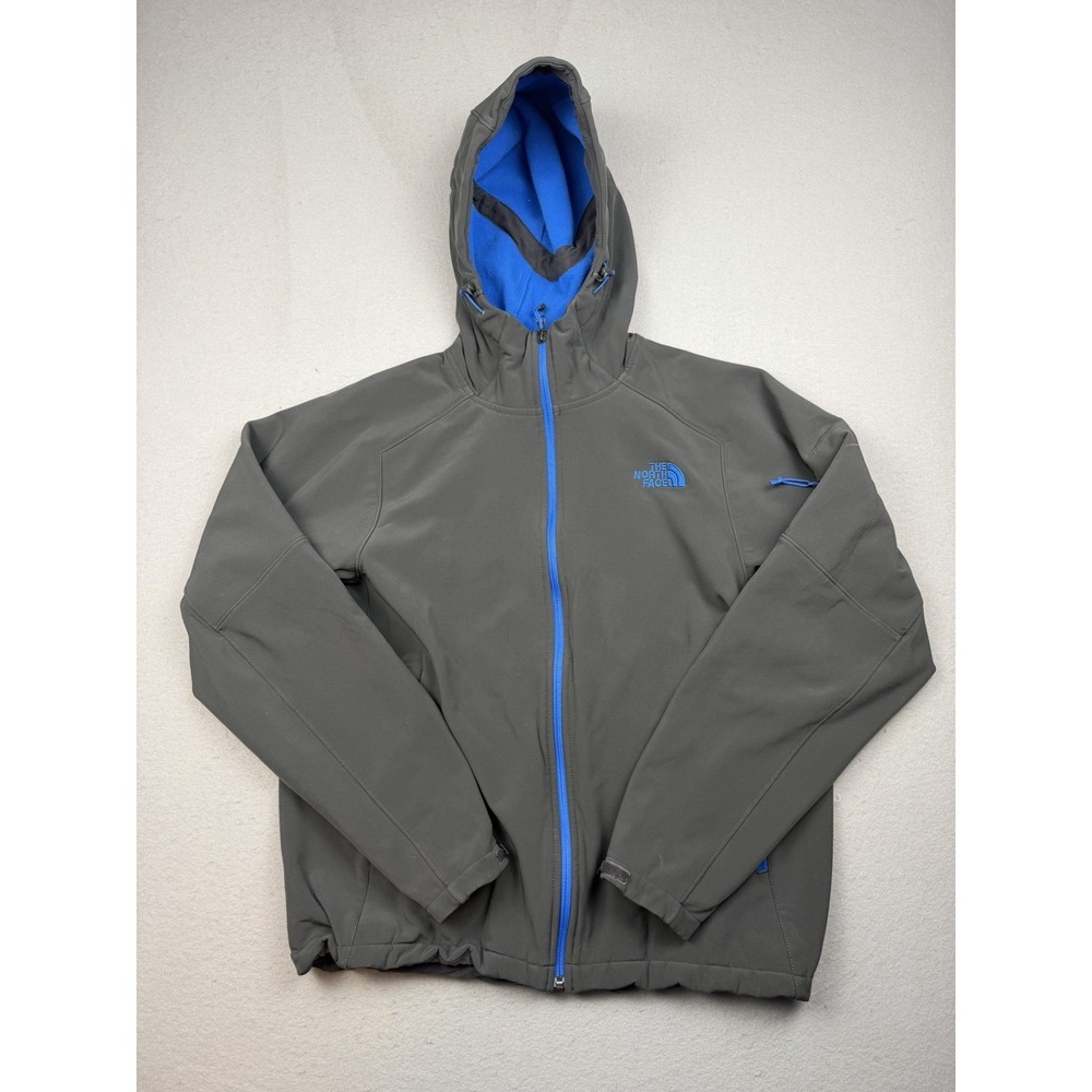 The North Face Apex Elevation Jacket Men LG Gray Blue Full Zip Hooded Insulated